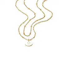 GNIRTSI Gold Layered Initial Necklaces for Women Satellite Chain Choker Disc Letter Y Coin Pendant 14K Gold Plated Minimalist Dainty Trendy Jewelry