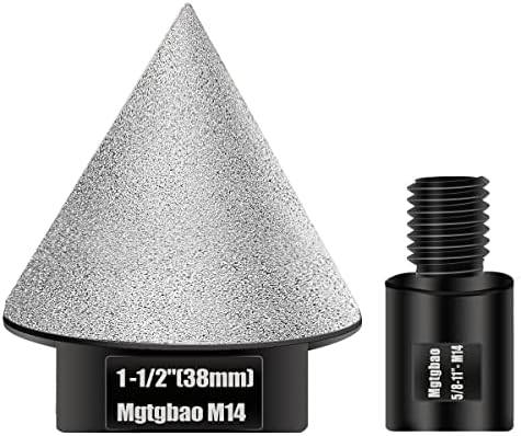 Mgtgbao 38mm Black Diamond Beveling Chamfer Bit, 1-1/2" Diamond Countersink Drill Bits with M14 Thread for enlarging, polishing and Bevelling Granite Marble Tiles Size of 0 to 1-1/2" Inch