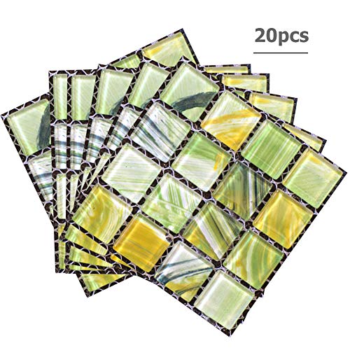 Sikiwind - Adesivi da parete per piastrelle autoadesivi, adesivi per piastrelle, impermeabili, 10 x 10 cm Verde