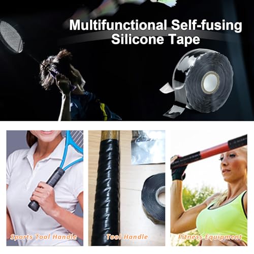 Image of SIKEDEPRO Self-Fusing Silicone Tape 1 inch x 33' x 20mil Black, Waterproof & Heat-Resistant Rubber Repair Tape - No Residue, Electrical Insulating, Chemical Resistant for Automotive, Plumbing & Outdoor