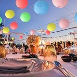 KNONEW 10 Pack 10" Multicolor Outdoor Silk Lanterns Decorative Party Wedding Hanging Chinese Japanese Waterprooof Round Lantern for Birthdays, Parties Decoration (No Light Bulbs Included)