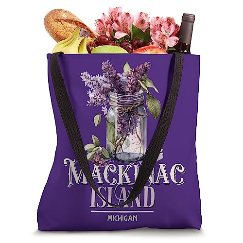 Bolso tote de Mackinac Island, Michigan: Festival de las lilas y Estado de MI miniatura 4