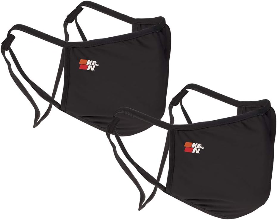 K&N Face Mask: Double Layer Polyester Mask for Increased Protection; Washable, Reusable, and Comfortable: Black 2-pack, 88-0520BK
