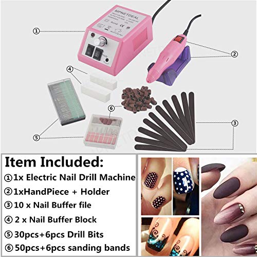 Electric Nail Drill Mpnetdeal Nail Drill Machine Nail File E File Drill Set Kit For Acrylic Nails Gel Nail Glazing Nail Drill Nail Art Polisher Sets Glazing Nail Drill Grinder Manicure Pedicure(Pink) #TOP5