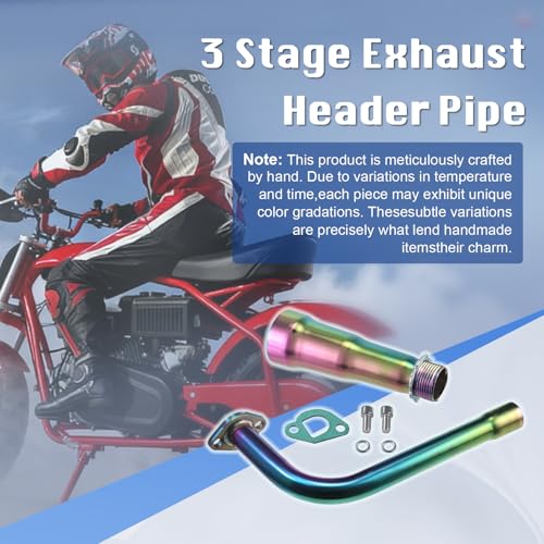 Image of Colorful 3 Stage Exhaust Header Pipe,For Predator 212cc 196cc Go Kart& Mini Bike, For Coleman Powersports CT200U,CT200U-EX,BT200X, For Honda GX160,GX200