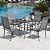 NUU GARDEN Outdoor Patio Dining Set 5 Piece Furniture Set Including Square Outdoor Dining Table with 1.57" Umbrella Hole and 4 Gray Textilene Chairs for Garden, Patio and Poolside Backyards