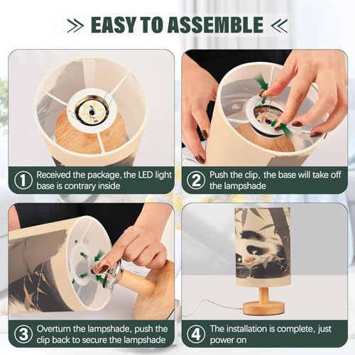 Lámpara de mesa de noche panda con puerto USB miniatura 4