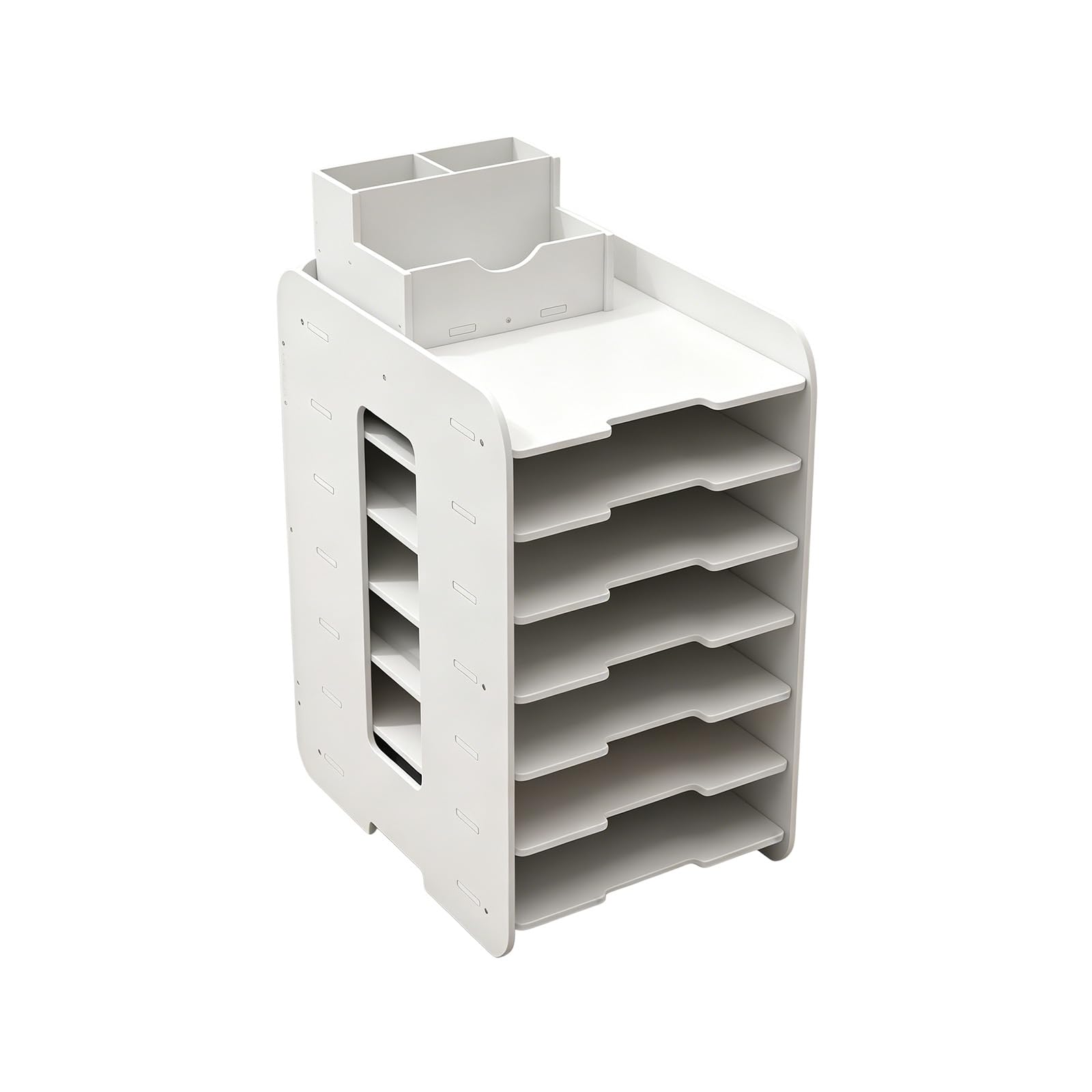 Desktop PVC Document Organiser Rack with Pen Cup Space Saving Multi-Tiered File Letter Tray for Offices Organization Permanent PVC File Stand