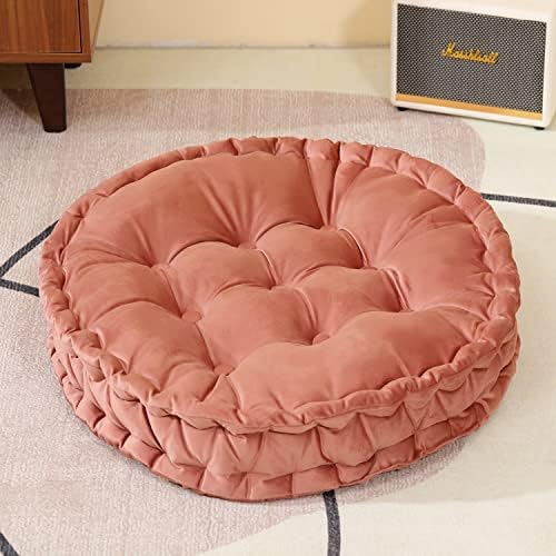 Sioloc Round Floor Pillows,Seating Cushion Floor Pillow Seating for Adults & Kids Bedroom,Thick Meditation Pillows Floor Cushion for Chair Sofa Yoga(Blush,23''X23'')