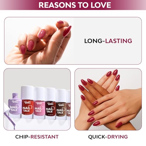 Image of Glam21 Nail Tale Nail Polish | Glossy Gel Finish | Rich Pigmentation | Chip Free | Quick Drying Formula | Long Lasting Nail Polish for Women | 9ml | Shade-03