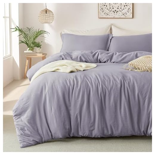 MILDLY Duvet Cover Queen Size - Super Soft Light Purple Duvet Cover Set 3 Piece 100% Washed Microfiber Comforter Cover Set Bedding Set with Zipper Closure, 1 Duvet Cover 90x90 and 2 Pillow Shams