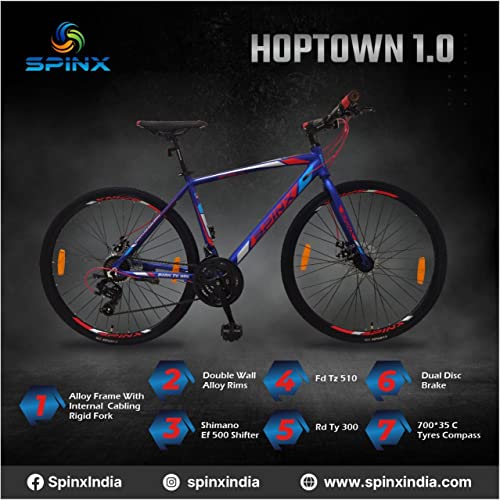 Image of Cycle SPINX HOPTOWN 1.0 Hybrid Bike 700C for Adult (Above 13 Year) Alloy Frame in Blue Colour(PALGHAR MILERS) (2)