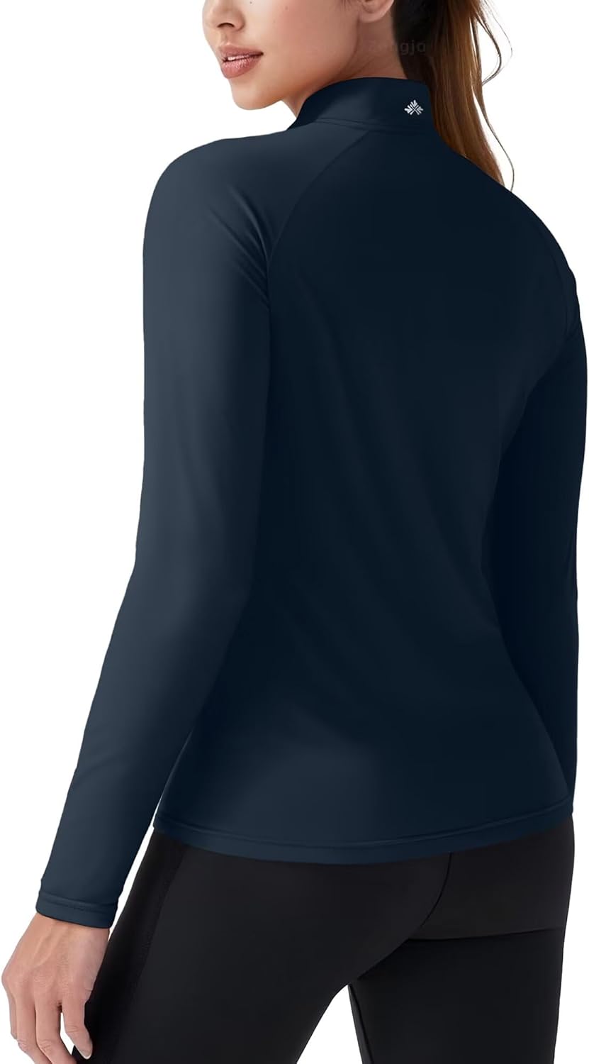 Zengjo Womens 1/4 Zip Pullover Athletic – Long Sleeve Quarter-Zip Running/Workout/Golf Top, Mock Neck, Quick-Dry - Image 2
