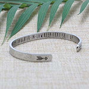 JoycuFF Bracelets for Women Funny Inspirational Gifts for Her Sister to Sister Jewelry Mantra Cuff Bangle