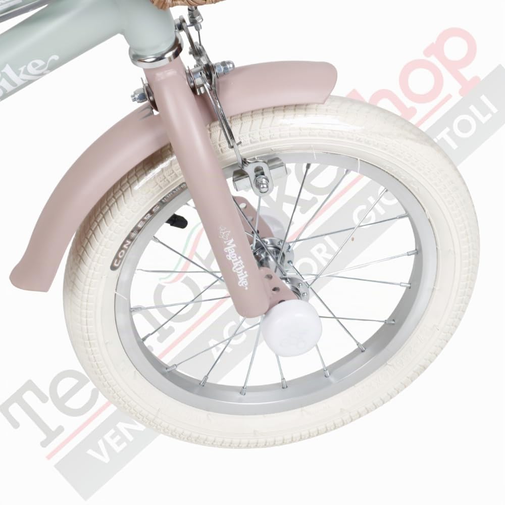 Tecnobike Shop Magik Bike Antonella Vélo pour fille vintage avec panier et roues amovibles, cadre en acier, selle réglable, mouvement à billes