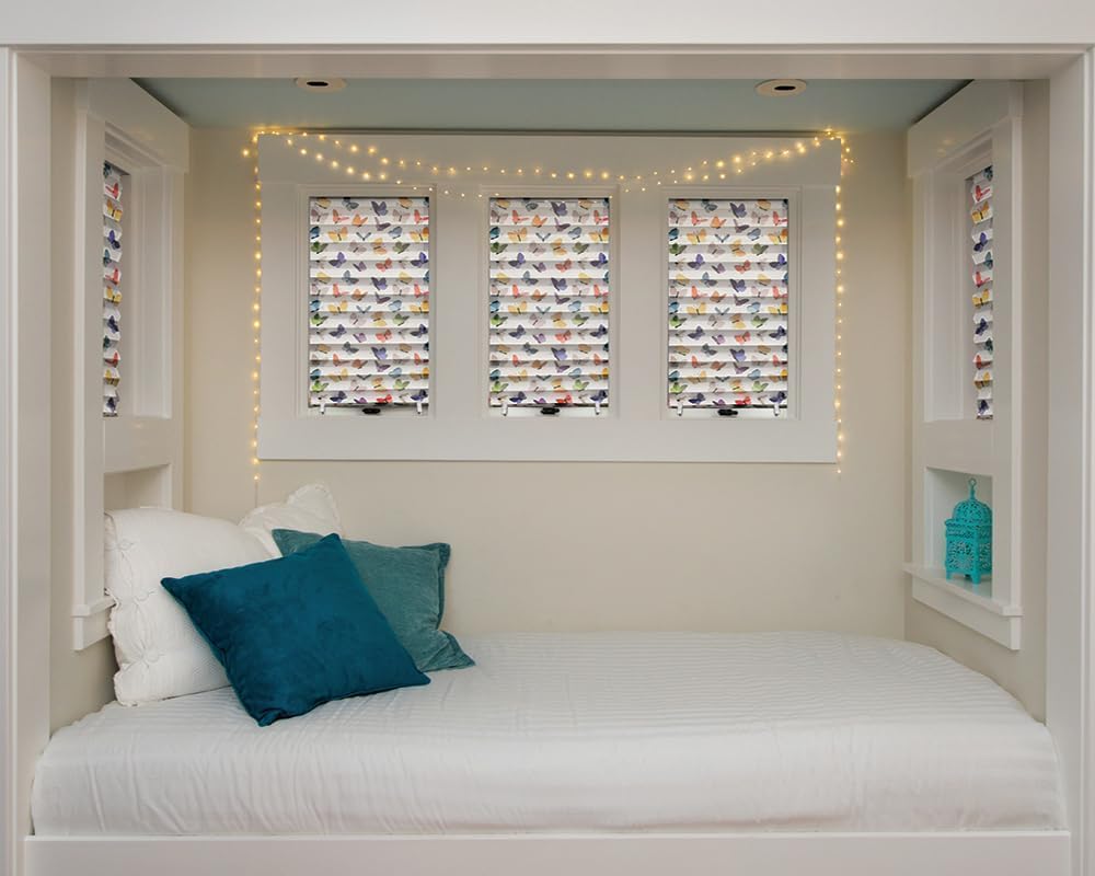 Redi Shade No Tools Original Printed Light Filtering Pleated Paper Shade, Butterflies, 36" W x 72" L, 4 Pack