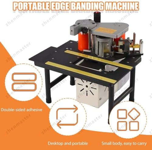 Professional Portable Edge Banding Machine - 1200W Woodworking Trimmer with 1000ml Glue Tank, Double-Sided Adhesive for Straight & Curved Panels, Cabinet Edger Tool (White)