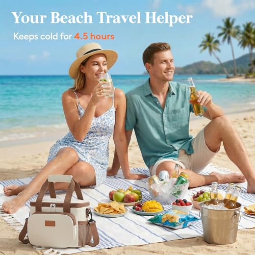 Image of Lifewit Medium Lunch Bag, Insulated Lunch Box, Soft Cooler Cooling Tote for Adult Men Women, Beige 12-Can (9L)