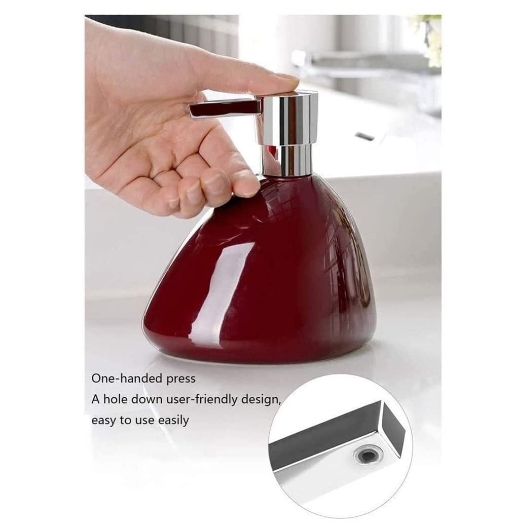 Dispenser di Sapone Dispenser di Sapone in Ceramica da 16,5 Once per Bagno, Dispenser di Sapone Liquido Ricaricabile Dispenser per Sapone in Ceramica (Color : Rot, Size : 490ml)