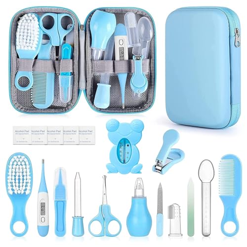Image of Baby Grooming Kit, Infant Safety Care Set with Hair Brush Comb Nail Clipper Nasal Aspirator,Baby Essentials Kit for Newborn Girls Boys