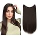 Straight Long Dark Brown Hair Extension 22" Halo Secret Flip in Natural Synthetic Hair Pieces For Women Hairpiece Hidden Wire Crown Headband Heat Friendly Fiber (M02#6)