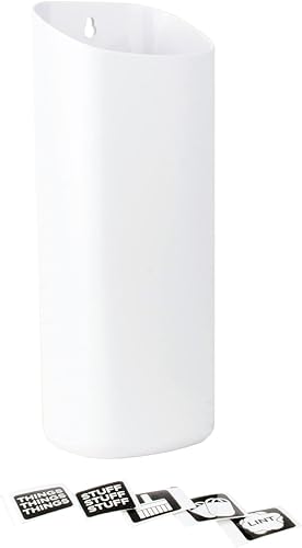 JS Jackson Supplies Pequeño cubo de pelusa blanco con parte trasera magnética, cubo de basura de perfil delgado para lavandería y cocina, montaje en