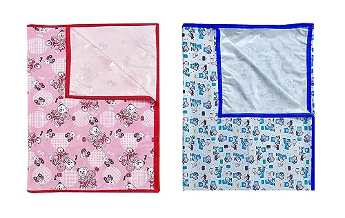 Image of EcoSoft Plastic Sheet,PVC Sheet for Kids,Rubber Sheet for Babies,Bed Wetting Protector(90 x 135 cm) (Pink Bear & Blue BB)