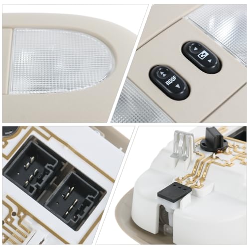 Image of LED Overhead Console Dome Map Light Interior Lamp Roof Reading Light, Beige | Compatible with 2004-2008 Ford F-150 2006-2008 Lincoln Mark LT Replace# 7L3Z-18519A70-BA, 4L3Z-18519A70-BAA