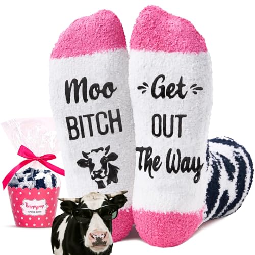 Image of HAPPYPOP Fuzzy Animal Socks for Women - Cute Unicorn, Horse, Cow and Goat Gifts for Her