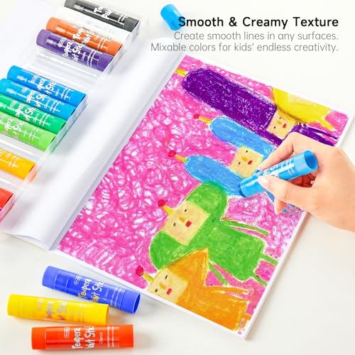 Image of Tempera Paint Sticks, 15 Colors Solid Tempera Paint for Kids, Super Quick-drying, Washable, Works Great on Paper Wood Glass Ceramic Canvas