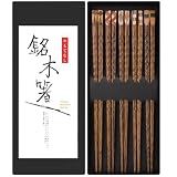 Antner 5 Pairs Wooden Chopsticks Reusable Classic Japanese Style Chop Sticks Dishwasher Safe Hand-Carved Hardwood Chopsticks for Sushi, Ramen, Hot Pot and Asian Cuisine, 8.8 Inch/22.5cm Gift Set