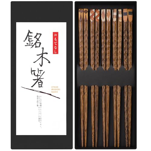 Antner 5 Pairs Wooden Chopsticks Reusable