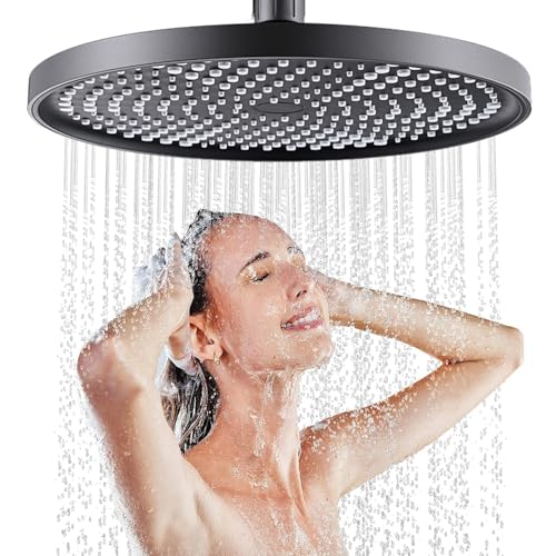 JINYOMFLY Ronde Tete de Douche Pluie Haute Pression 25CM, Grand Pommeau de Douche Fixes, Pommeau Douche Pluie Economie, Tête de Douche Anti Calcaire, Pommeau...