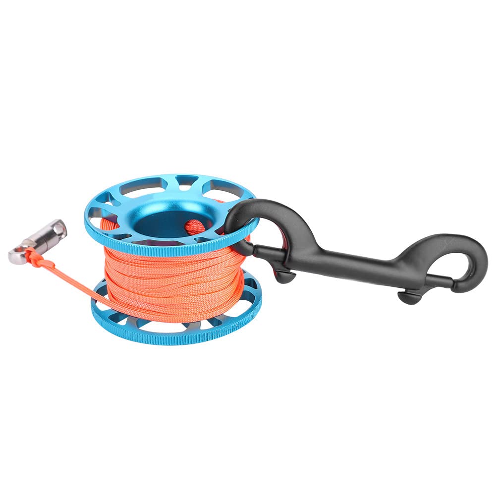 Tauch Fingerspule, Aviation Aluminium Finger Reel Tauchen Scuba Diving Tauchspule Clip Scubaing Spool mit 15m Schnur(Königsblau)