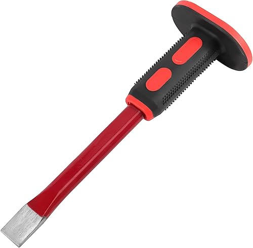 Miniatura 5 de SEUNMUK Paquete de 3 cinceles Mason de 12 x 1 pulgada con protección para las manos, cabeza plana resistente para demoler, tallar, escalar, romper y