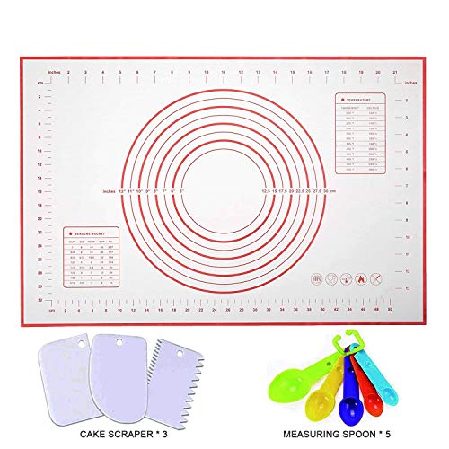 Silicone Pastry Mat Non Stick Extra Thick Baking Mat with Measurement Fondant Mat