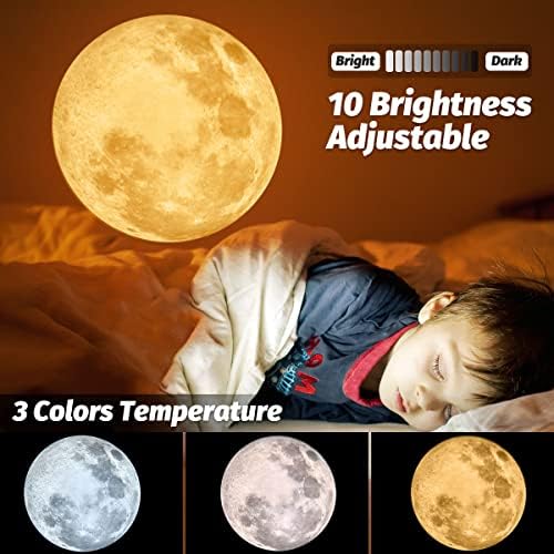 2023 Upgrade Non-Fade Moon Light, USB Moon Light Projector with 3 Colors, 360° Rotatable Brightness Moon Lamp, 10 Adjustable Moon Atmosphere Projector, Night Light Kids Gift for Moon Lover Wall Decor 2 51knIMsRrfL. AC