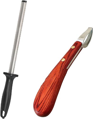 Afilador de cuchillos de pezuña, cuchillo ovalado de caballo, herrador de pezuña, herramienta de afilado de varilla, cuchillo de corte de pezuña,