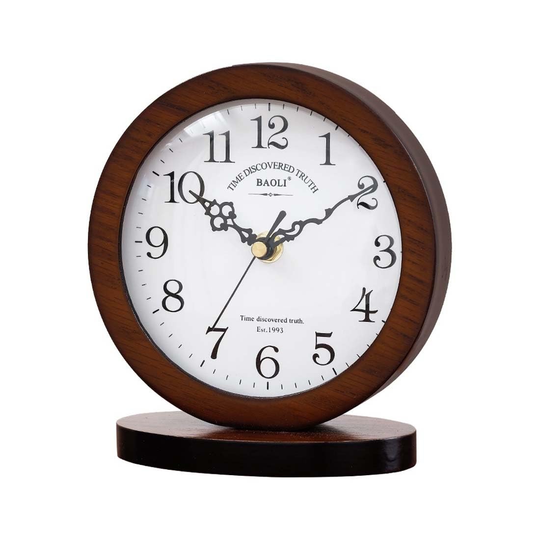 Wooden Mantle Clock - Quartz Silent Retro Clock for Fireplace, Office, Desk, Shelf & Home Décor Gift