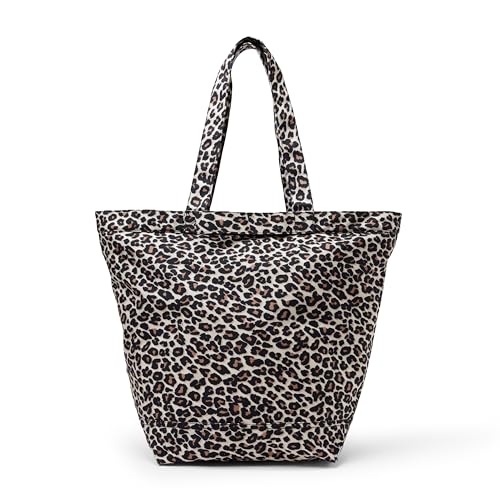 Amazon Essentials Borsa Tote da Viaggio Extra Large Ideale per Brevi Soggiorni Donna, Marrone Chiaro Leopardato, Taglia unica
