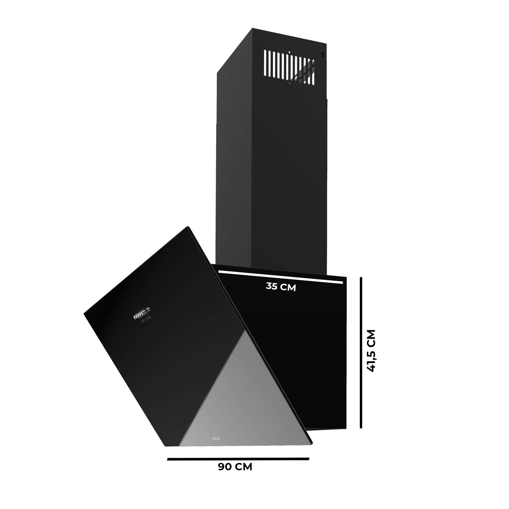 Cecotec Cappa Decorativa 90 cm Bolero Flux DM 906500 Glass Black A. Motore 165W, Basso Consumo, Fronte Vetro Nero, Aspirazione 650m³/h, Controllo Meccanico, 3 Livelli Potenza, Filtro a Carboni Attivi