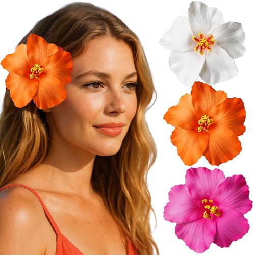 3 Pack Pinzas para cabello con flores hawaianas miniatura 1