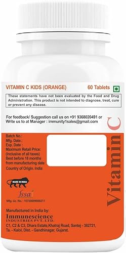 Miniatura 3 de Tabletas de vitamina C para niños con suplementos de zinc y bioflavonoides cítricos, refuerzo de la inmunidad para la fuerza, energía, crecimiento y