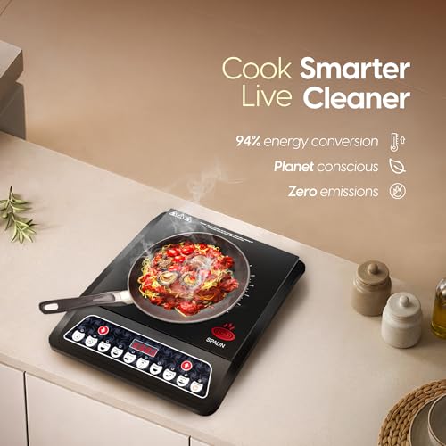 Image of A8 Induction Cooktop 2000W | Crystal Glass Top | Touch Control Panel | 5 Preset Cooking Modes | Fast Heating & Energy Efficient | (Black, Induction Touch Control Panel)