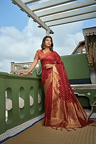 Image of Vardha Women's Art Silk,Silk Saree with Banarasi Weave and Unstitched Matching Blouse Piece | Sari for Women
