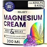 Crema de Magnesio para Dormir | Aceite de Semilla de Cáñamo, Aloe Vera, Manteca de Karité, Lavanda, MSM | Loción Tópica de Magnesium para una Relajación Profunda y Calma — 300 ml