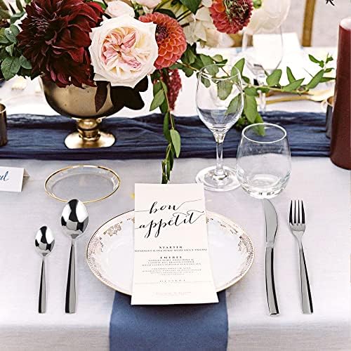 Cutlery Set, 24 Piece Cutlery Set Stainless Steel Flatware Silverware Set Including Dinner Knife Fork Spoon and Teaspoon Mirror Polished & Dishwasher Safe Cutlery Utensil Set Service for 6 (Silver)