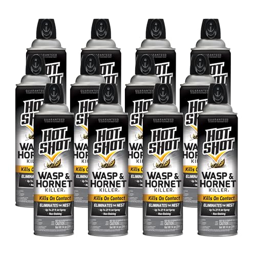 Hot Shot Wasp & Hornet Killer, Aerosol, 14-Ounce, 12-Pack Black