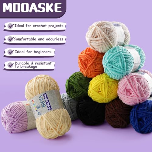 Image of 4 Pac Chenille Yarn for Crocheting - Fluffy Yarn for Crochet - Soft Yarn for Crocheting Blankets Weight Per Roll 50g(1.76oz), Length 60m(65yard) (4, Red)
