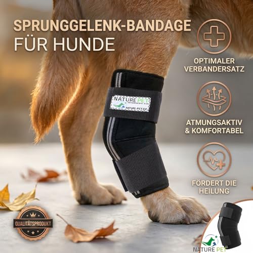 Nature Pet SPRUNGGELENK BANDAGE HUND HINTERBEIN – Sprunggelenk Bandage mit Leckschutz Hund – verstellbare Tarsal-Stulpen für Hunde zur Stabilisierung & Schutz des Hinterbeins – 135° Winkel – XS 2